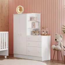 Quarto Bebê Roupeiro 2 Porta Cômoda 3 Gavetas Berço Branco Foto mini 3