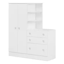 Quarto Bebê Roupeiro 2 Porta Cômoda 3 Gavetas Berço Branco Foto mini 4