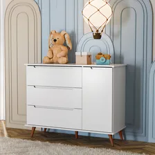 Quarto Bebe Retrô 100% Mdf- Lunna Berço + Gaveteiro - Branco Foto mini 4