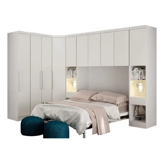 Quarto Casal Modulado Rizon 6 Peças Branco-novo Horizonte Foto 1