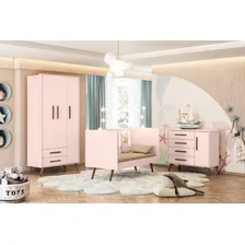 Quarto Completo Infantil Q Encanto Rosa Bebê Berço Retrô Cor Rosa Acetinado Foto mini 4