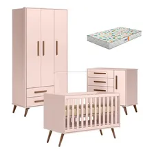 Quarto Completo Infantil Q Encanto Rosa Bebê Berço Retrô Cor Rosa Acetinado Foto  mini 1