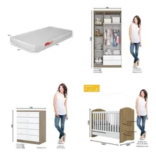 Quarto De Bebê Com Guarda-roupa 3 Portas Cômoda E Cf Foto mini  3