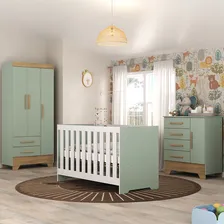 Quarto De Bebê Completo Guarda Roupa 4 Portas 2 Gavetas Com Foto  mini 1