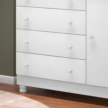 Quarto De Bebê Kit Com Guarda Roupa E Cômoda Lua Nova Branco Foto mini 4