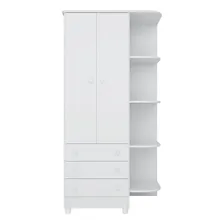 Quarto De Bebê Kit Com Guarda Roupa E Cômoda Lua Nova Branco Foto mini 3