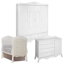 Quarto De Bebê Realeza 4p Cômoda 1p Branco Capitonê - Canaã Foto mini 1