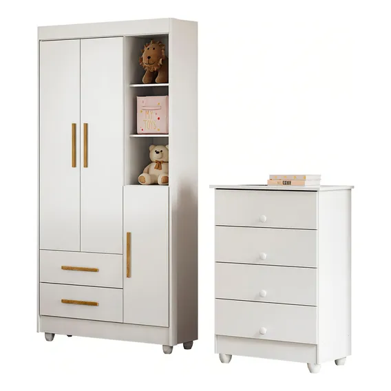 Quarto De Bebê Completo Lara 100% Mdf 3 Portas 6 Gavetas Foto 1