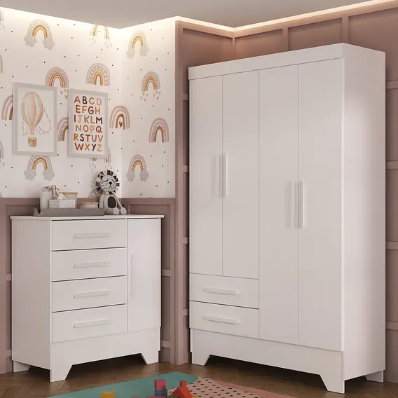 Quarto Infantil Completo Guarda Roupa 4 Portas 2 Eawt Foto 1