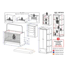 Quarto Infantil Completo João e Maria com berço 4 em 1 + colchão Multimóveis + Roupeiro e cômoda Bco Foto mini 4