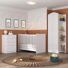 Quarto Infantil Completo João e Maria com berço 4 em 1 + colchão Multimóveis + Roupeiro e cômoda Bco Foto mini 2