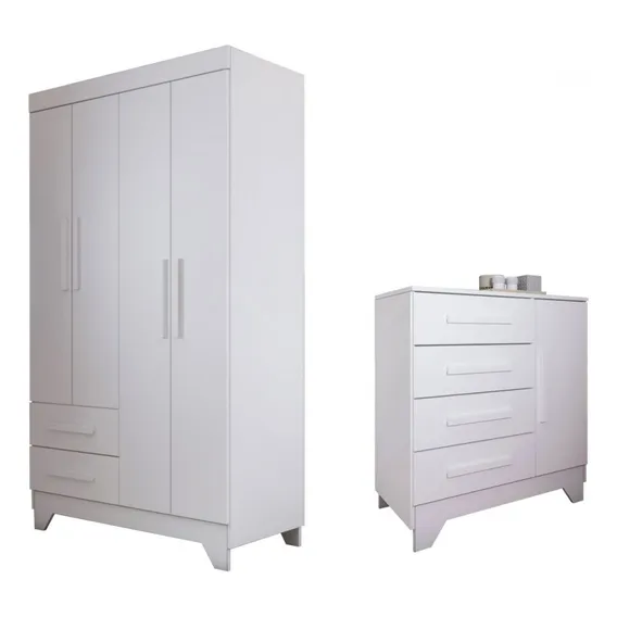 Quarto Infantil Completo Kids 5 Portas 6 Gavetas Branco Foto 1