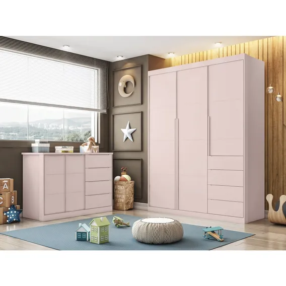 Quarto Infantil Completo Pérola Roupeiro E Cômoda 4 Foto 1