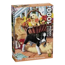 Quebra Cabeça 1000 Peças Filhotes Brincando Grow Foto  mini 1