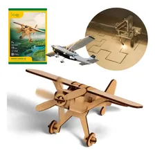 Quebra-cabeça 3d Aviao De Helice Cessna - 15 Peças - Mdf Foto  mini 1