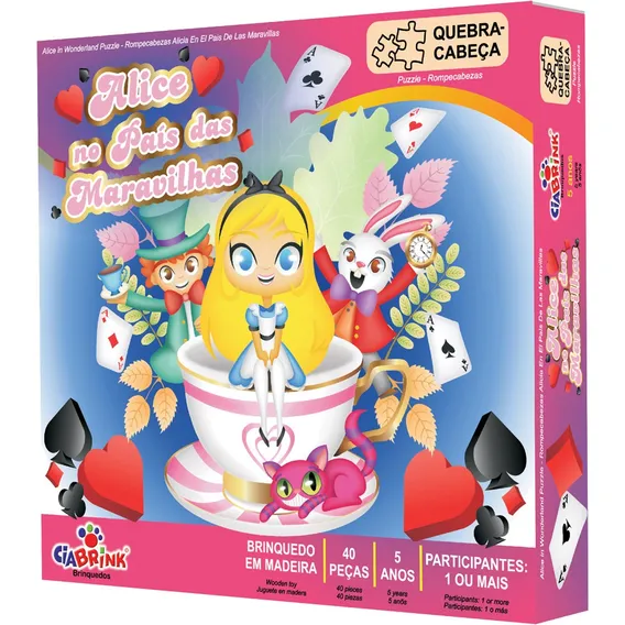 Quebra-cabeça Alice No País Das Maravilhas 40 Peças Ciabrink Foto 1