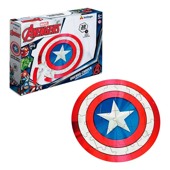 Quebra-cabeça Avengers Capitão América 30 Peças Xalingo Foto 1