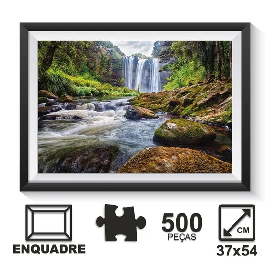 Quebra-cabeça Cachoeira Nova Zelândia 500pçs Pais E Filhos Foto 1