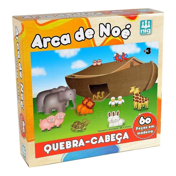 Quebra Cabeça Infantil Bíblico Arca De Noé 60 Peças Grandes Foto 1