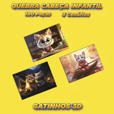 Quebra Cabeça Kit Com 3 Modelos Gatinhos Foto mini  2
