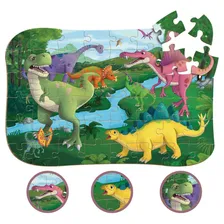 Quebra Cabeça Madeira 48 Peças Gigante Dinossauros 47x32 Cm Foto mini 1