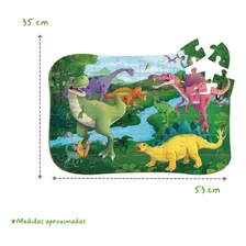Quebra Cabeça Madeira 48 Peças Gigante Dinossauros 47x32 Cm Foto mini 2