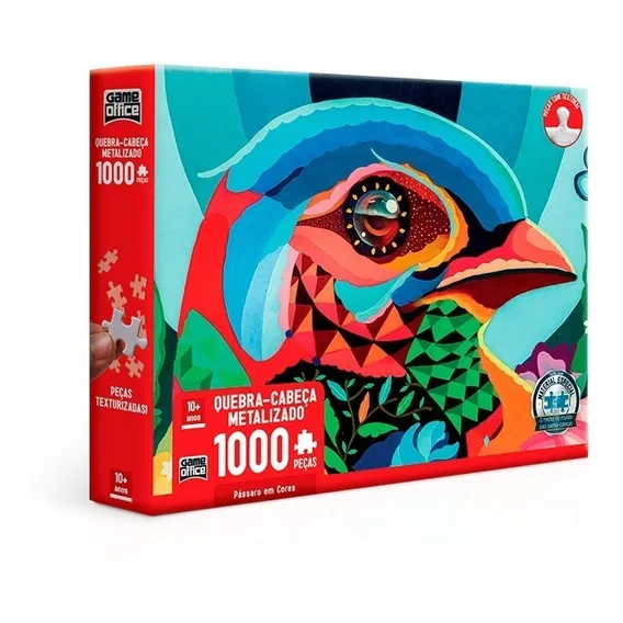Quebra Cabeça Puzzle Pássaro Metalizado 1000pç Game Office Foto 1
