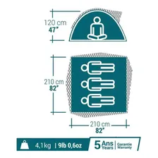 Quechua Ultrafresh MH100 barraca de trilha verde Foto mini  2