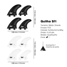 Quilha Fcs1 Quadri-Quilha Sf1 Soul Fins Branca Jogo de 4 Quilhas Laterais Fcs1 Prancha de Surf Softboard Funboard Quilhas Rígidas Injetadas Performance Quadriquilha Surf Padrão Fcs Foto mini 4