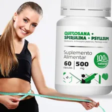 Quitosana Spirulina Psyllium - Kit 3 Frascos - 60 Cáps Cada. Sabor Sem sabor Foto mini 3