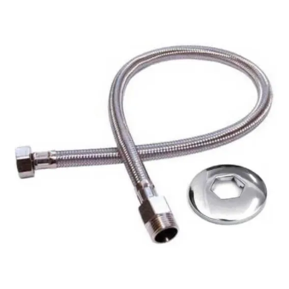 Rabicho Engate Flexível Aço Inox Mxf 60cm 1/2 Entrada Água Acabamento Cromado Cor Cinza Foto 1