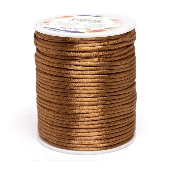 Rabo De Rato 2mm Cordão Seda Cetim 50 Metros - Cores Cor Marrom Terra-008 Foto 1