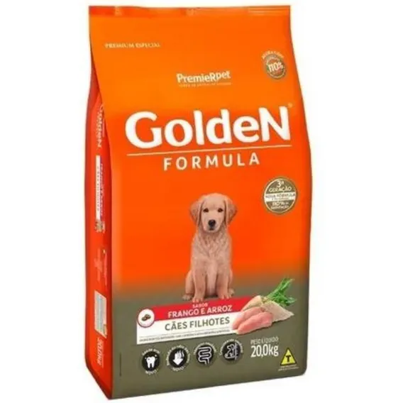 Ração Golden Formula Cães Filhotes Frango & Arroz 20kg Foto 1