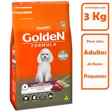 Ração Golden Fórmula Mini Bits Cães Adultos Pequeno Porte Carne e Arroz 3kg Original Foto mini  3