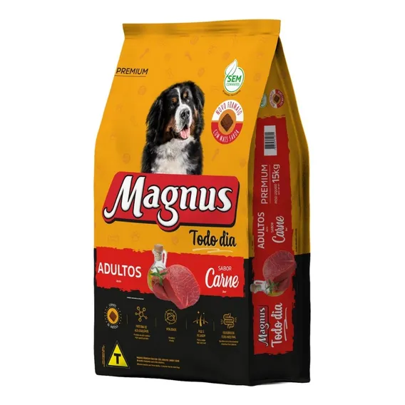 Ração Magnus Premium Todo Dia Cão Adulto Sabor Carne 15kg Foto 1