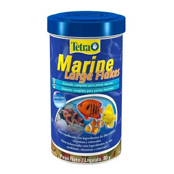 Ração P/ Peixes Marinhos Tetra Marine Large Flakes 80g Foto 1