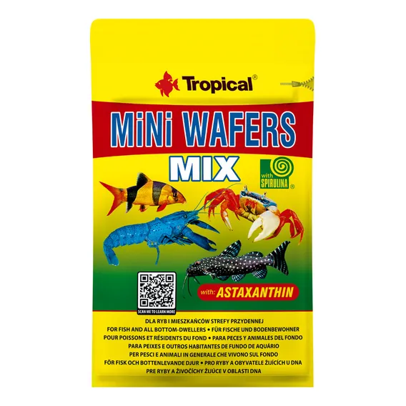 Ração Para Crustáceos Peixes de Fundo de Aquário 90g Sache Tropical Mini Wafers Mix Foto 1