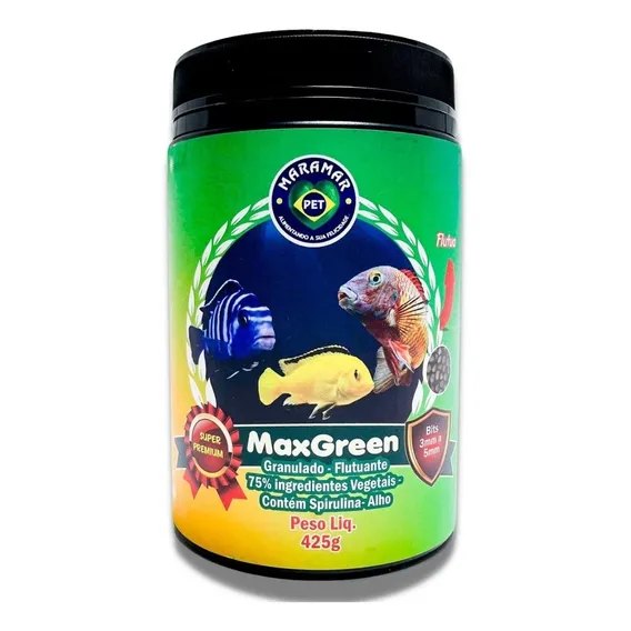 Racao Para Peixes Africanos Max Green 425g Maramar Foto 1