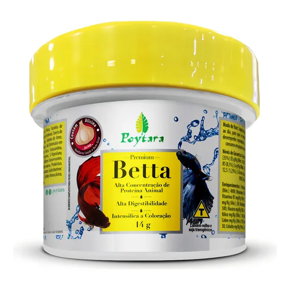 Ração Poytara Betta - Alimento Para Peixes Betta - 14g Foto 1