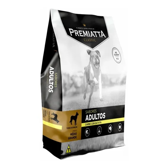 Ração Premiatta Super Premium para Cães Adultos Raças Médias e Grandes sabor Carne com Batata 15kg Foto 1