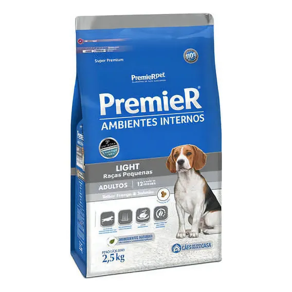 Ração Premier Amb. Internos Light Cães Adultos Salmão/frango 2,5Kg Foto 1