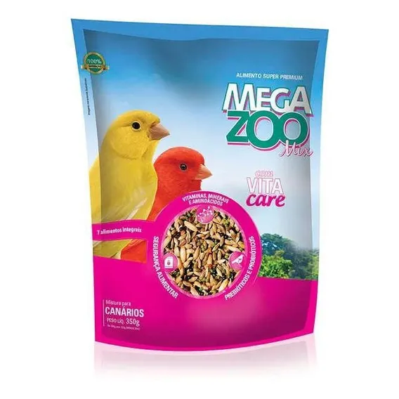 Ração Super Premium Megazoo Mix Para Canários 350g Foto 1