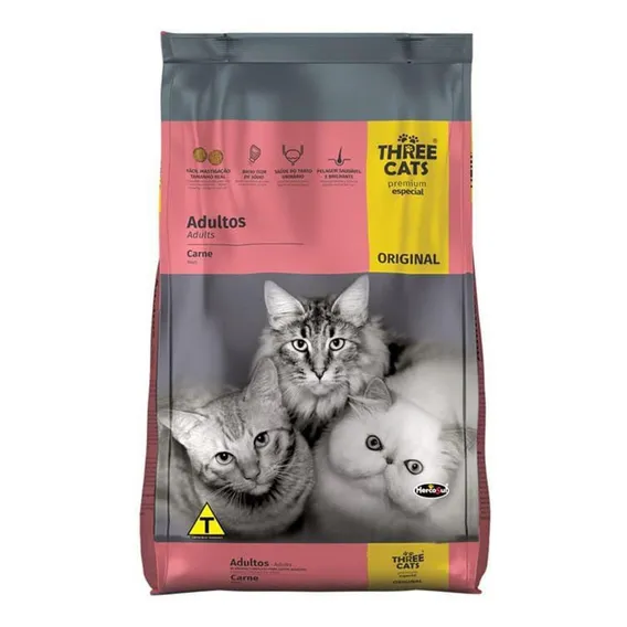 Ração Three Cats Original Gatos Adultos 10,1kg Foto 1