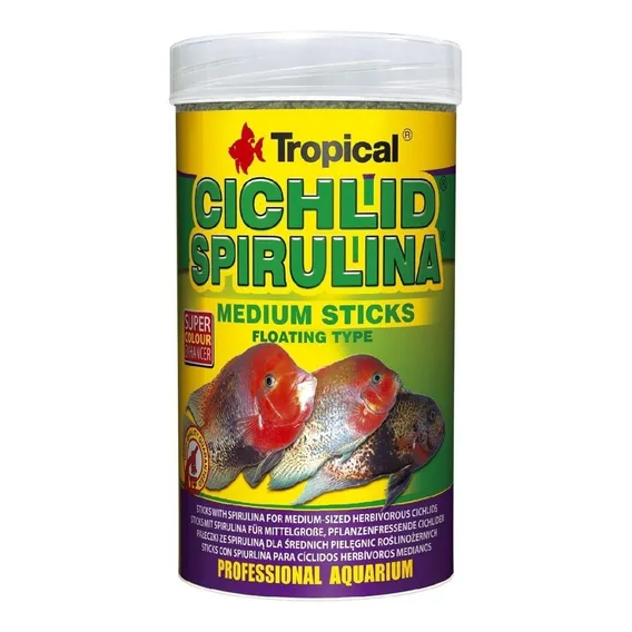 Ração Tropical Cichlid Spirulina Medium Sticks 360g full Foto 1
