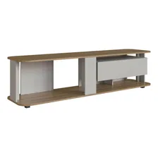 Rack Baixo Tv 65 180x45x47cm Gaveta Iluminação Led Cor Aren Cor Mel Foto mini 1
