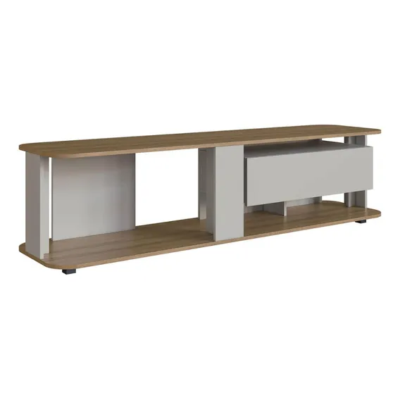 Rack Baixo Tv 65 180x45x47cm Gaveta Iluminação Led Cor Aren Cor Mel Foto 1