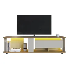 Rack Baixo Tv 65 180x45x47cm Gaveta Iluminação Led Cor Aren Cor Mel Foto mini 3