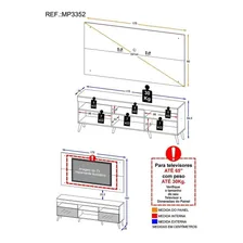 Rack C/ Esp, Painel E Sup Tv 65 Londres Multimóveis Retr B/p Cor Branco/Preto Foto mini 4