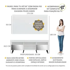 Rack C/ Esp, Painel E Sup Tv 65 Londres Multimóveis Retr B/p Cor Branco/Preto Foto mini  3