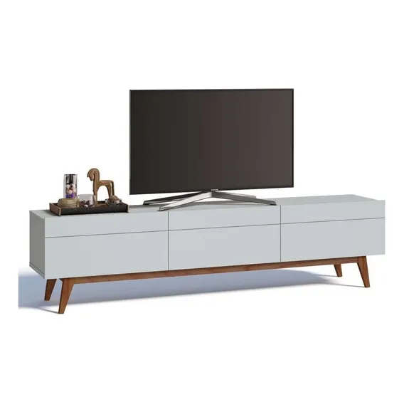 Rack Classic 218cm 3 Gavetas Branco Acetinado - Imcal Foto 1